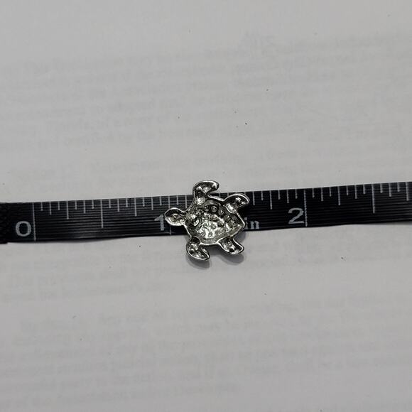 Women's Blue CZ Turtle Stud Pierced Earrings - Picture 3 of 6